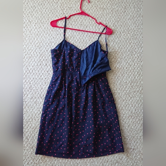 J. CREW Navy Blue & Pink Polka Dot Dress Size 6 - Picture 5 of 11